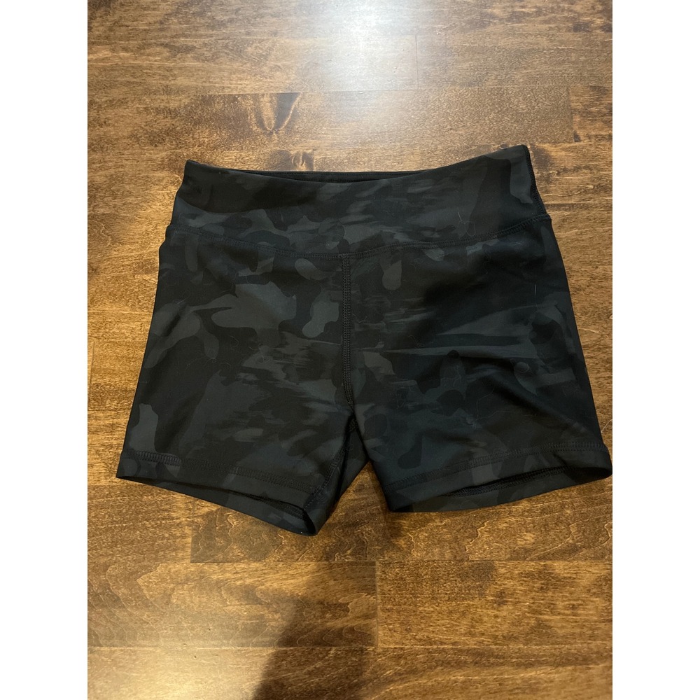 Youth mid rise bike short 10-12 athletic momentum camo black volleyball